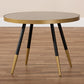 Lauro Modern and Contemporary Round Glossy Marble and Metal Coffee Table with Two-Tone Black and Gold Legs FredCo