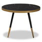 Lauro Modern and Contemporary Round Glossy Marble and Metal Coffee Table with Two-Tone Black and Gold Legs FredCo