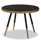 Lauro Modern and Contemporary Round Glossy Marble and Metal Coffee Table with Two-Tone Black and Gold Legs FredCo