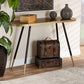 Lauro Modern and Contemporary Walnut Wood Finished and Two-Tone Gold and Black Metal Console Table FredCo