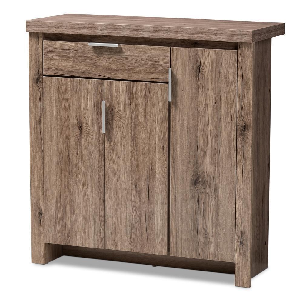 Laverne Modern and Contemporary Oak Brown Finished Shoe Cabinet FredCo