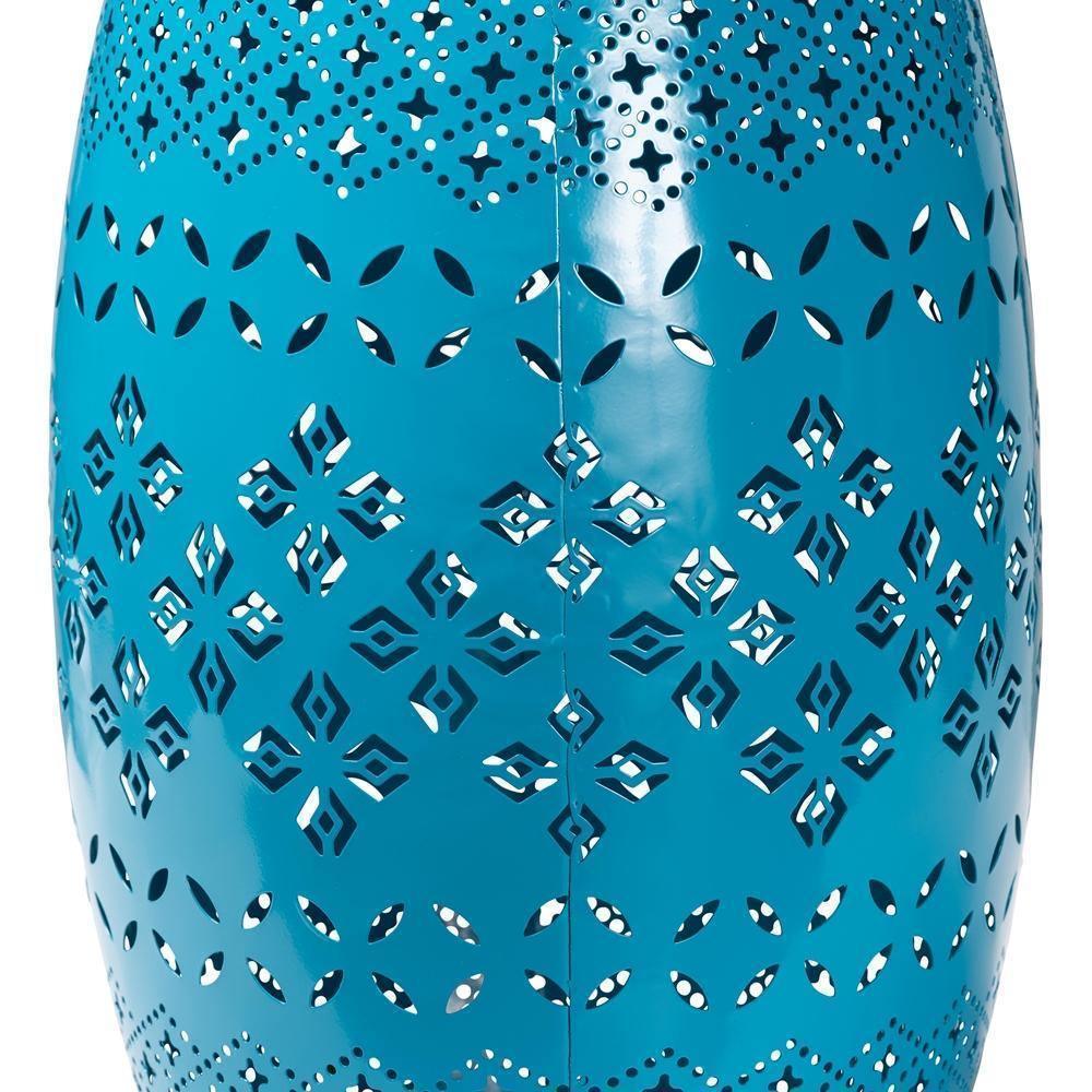 Lavinia Modern and Contemporary Blue Finished Metal Outdoor Side Table FredCo