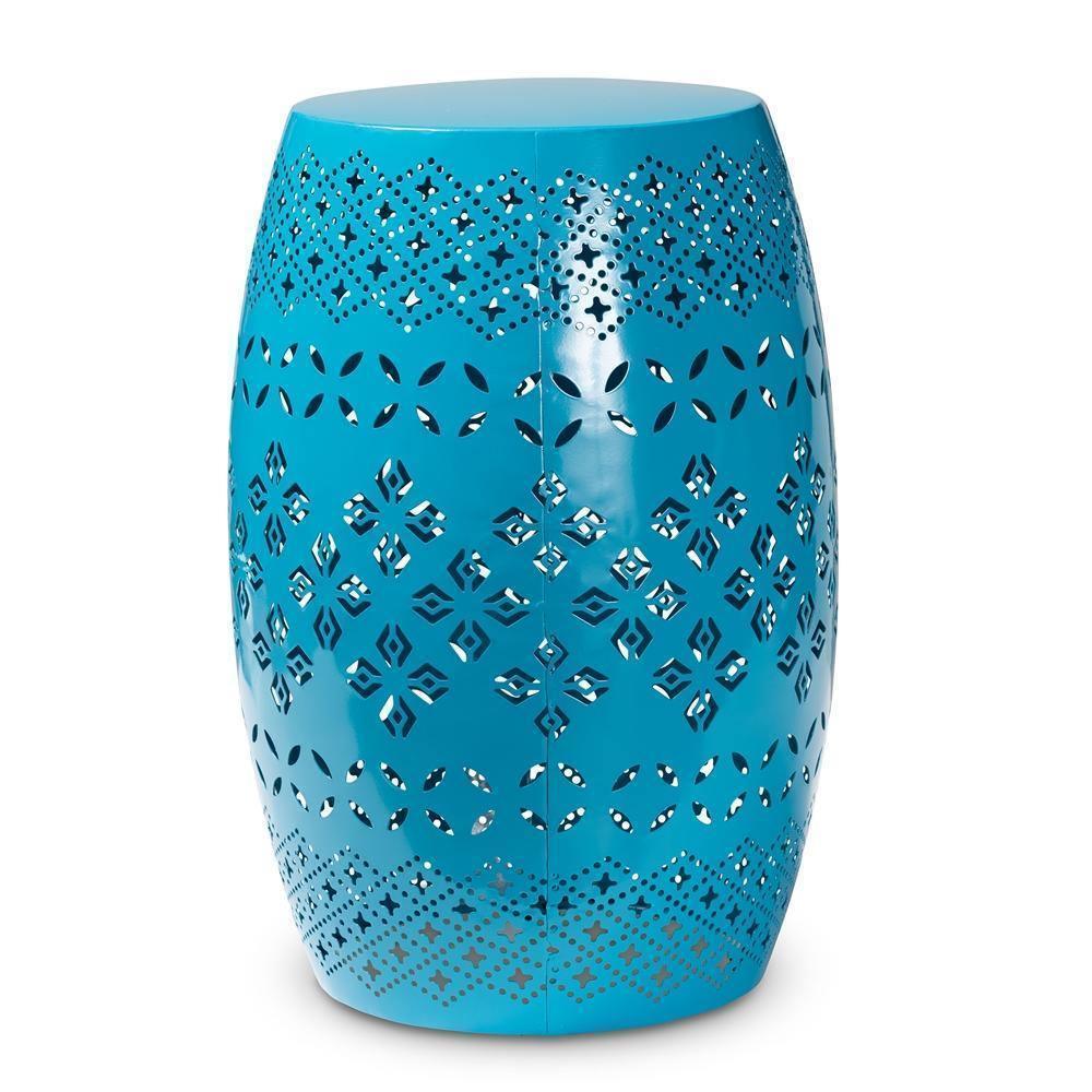 Lavinia Modern and Contemporary Blue Finished Metal Outdoor Side Table FredCo