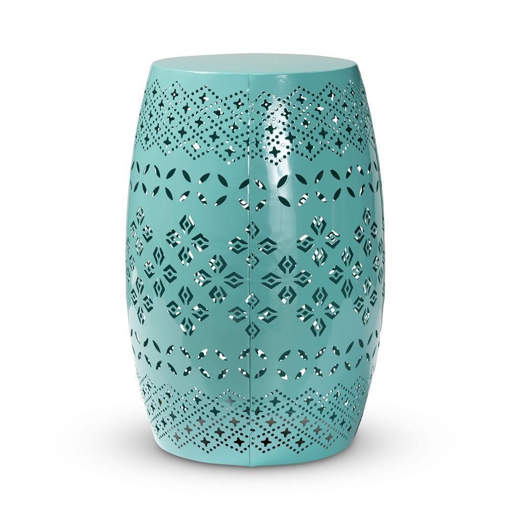 Lavinia Modern and Contemporary Teal Finished Metal Outdoor Side Table FredCo