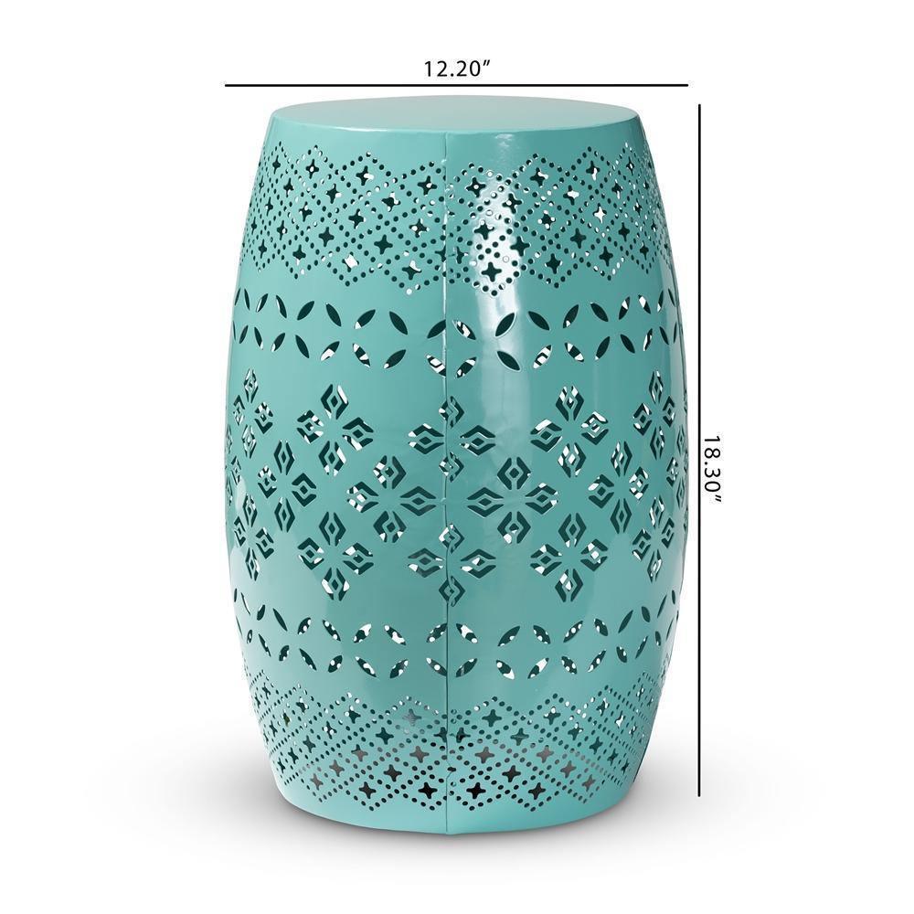 Lavinia Modern and Contemporary Teal Finished Metal Outdoor Side Table FredCo