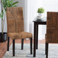 Laymi Modern Bohemian Dark Brown Mahogany Wood and Banana Fiber Dining Chair FredCo