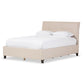 Lea Modern and Contemporary Beige Mix-Linen Queen Size Storage Platform Bed FredCo