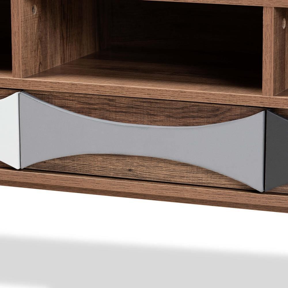 Leane Modern and Contemporary Natural Brown Finished and Multi-Colored Wood 3-Drawer TV Stand FredCo