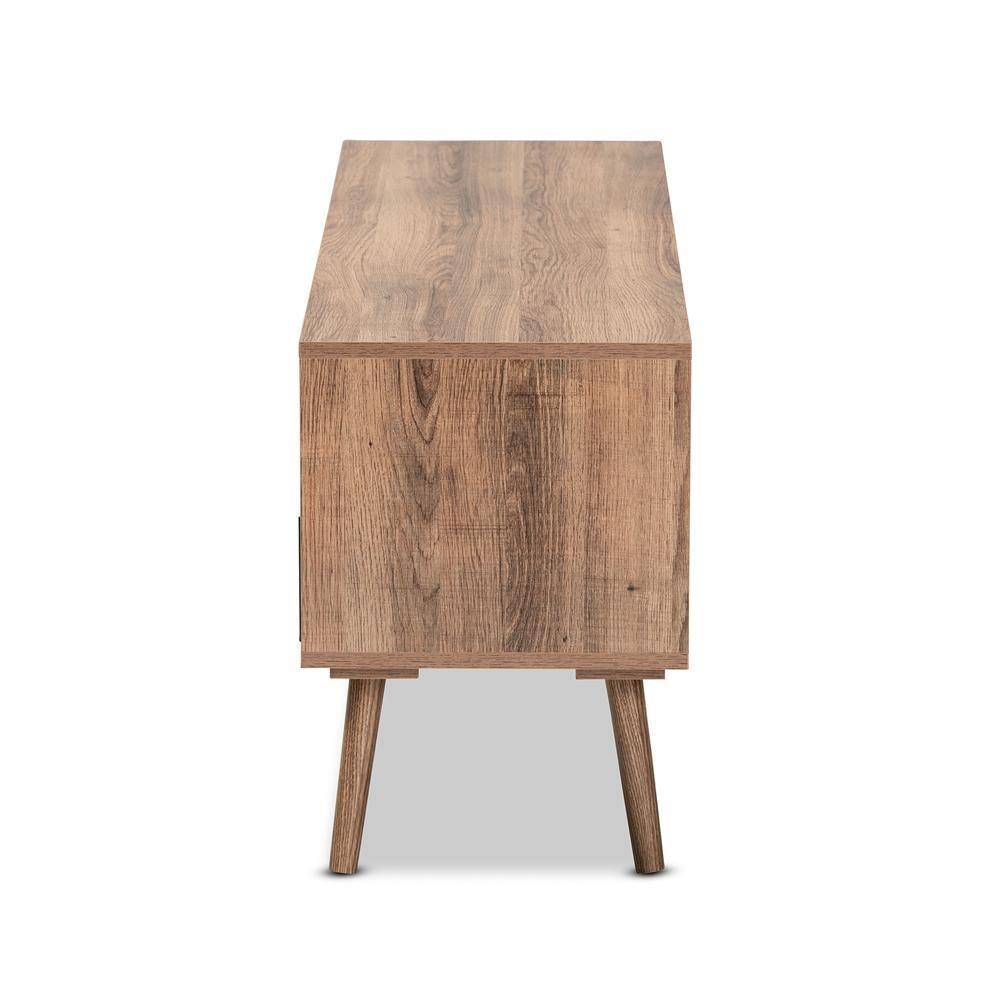 Leane Modern and Contemporary Natural Brown Finished and Multi-Colored Wood 3-Drawer TV Stand FredCo