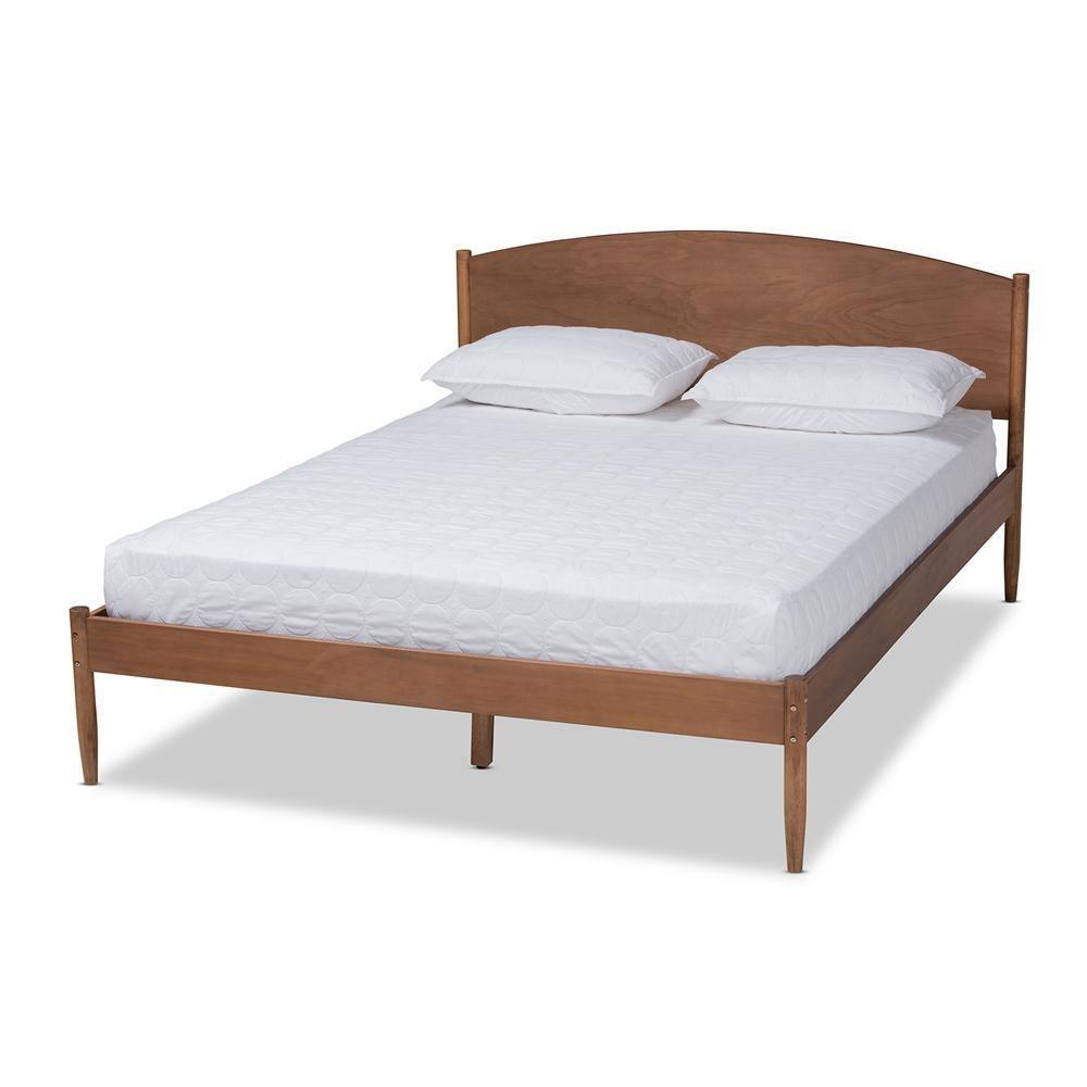 Leanora Mid-Century Modern Ash Wanut Finished Full Size Wood Platform Bed FredCo