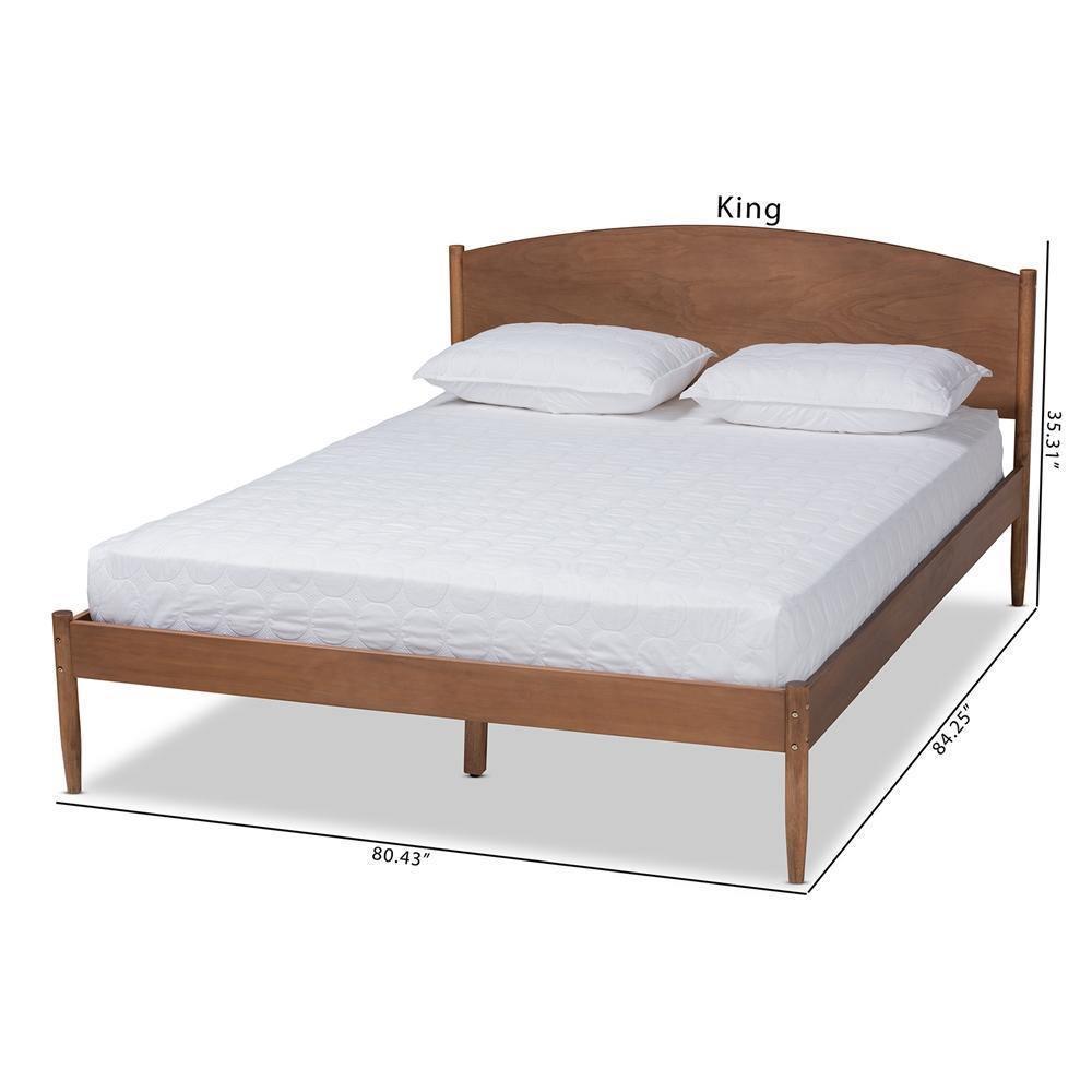 Leanora Mid-Century Modern Ash Wanut Finished King Size Wood Platform Bed FredCo