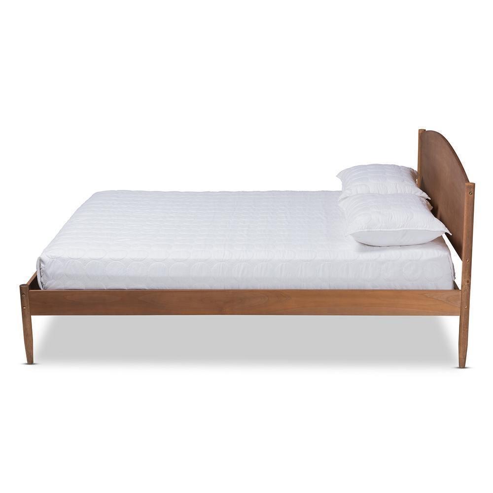 Leanora Mid-Century Modern Ash Wanut Finished King Size Wood Platform Bed FredCo