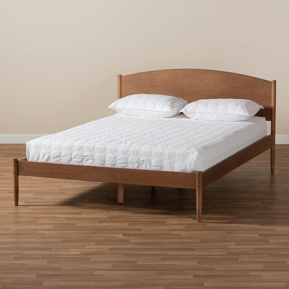 Leanora Mid-Century Modern Ash Wanut Finished King Size Wood Platform Bed FredCo