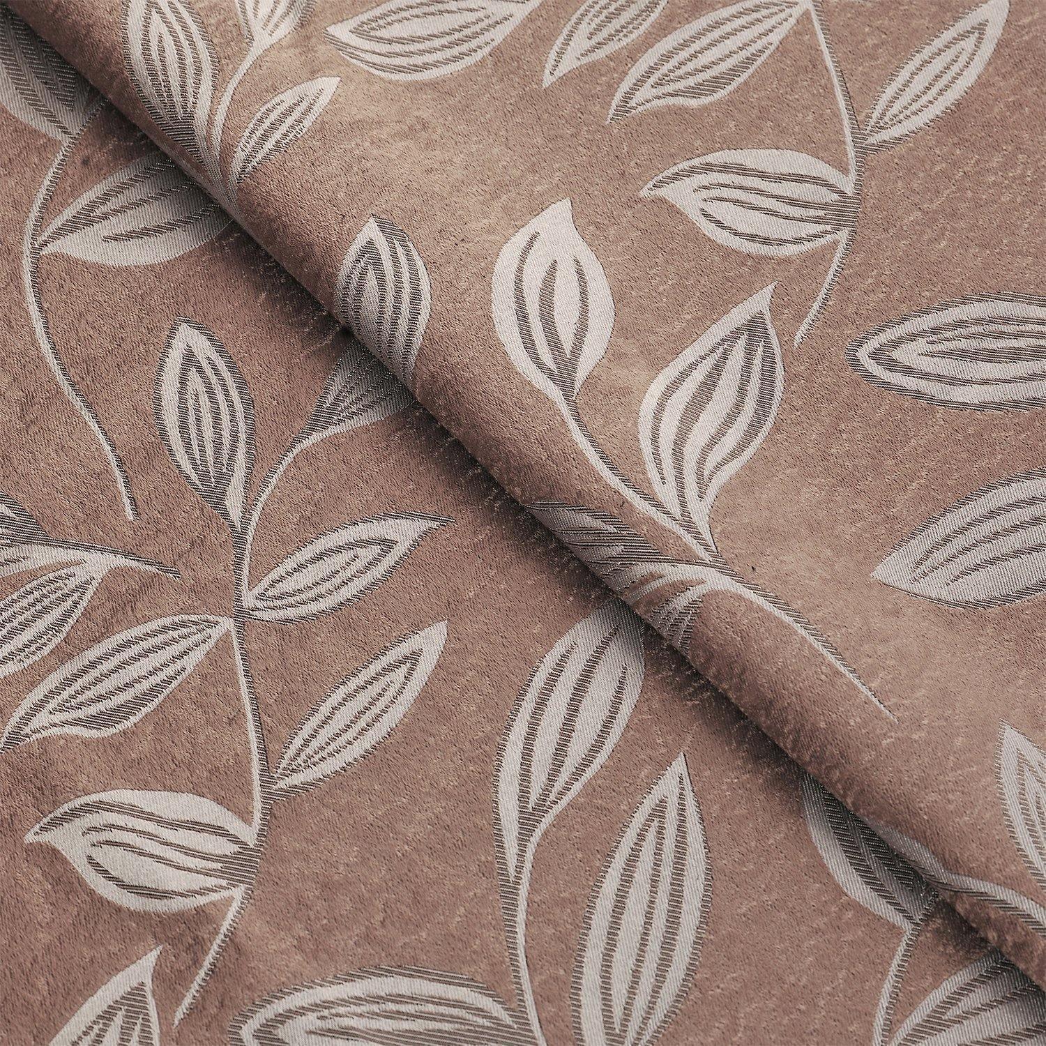 Leaves Jacquard Thermal Insulated Blackout Grommet Panel Curtain Set FredCo