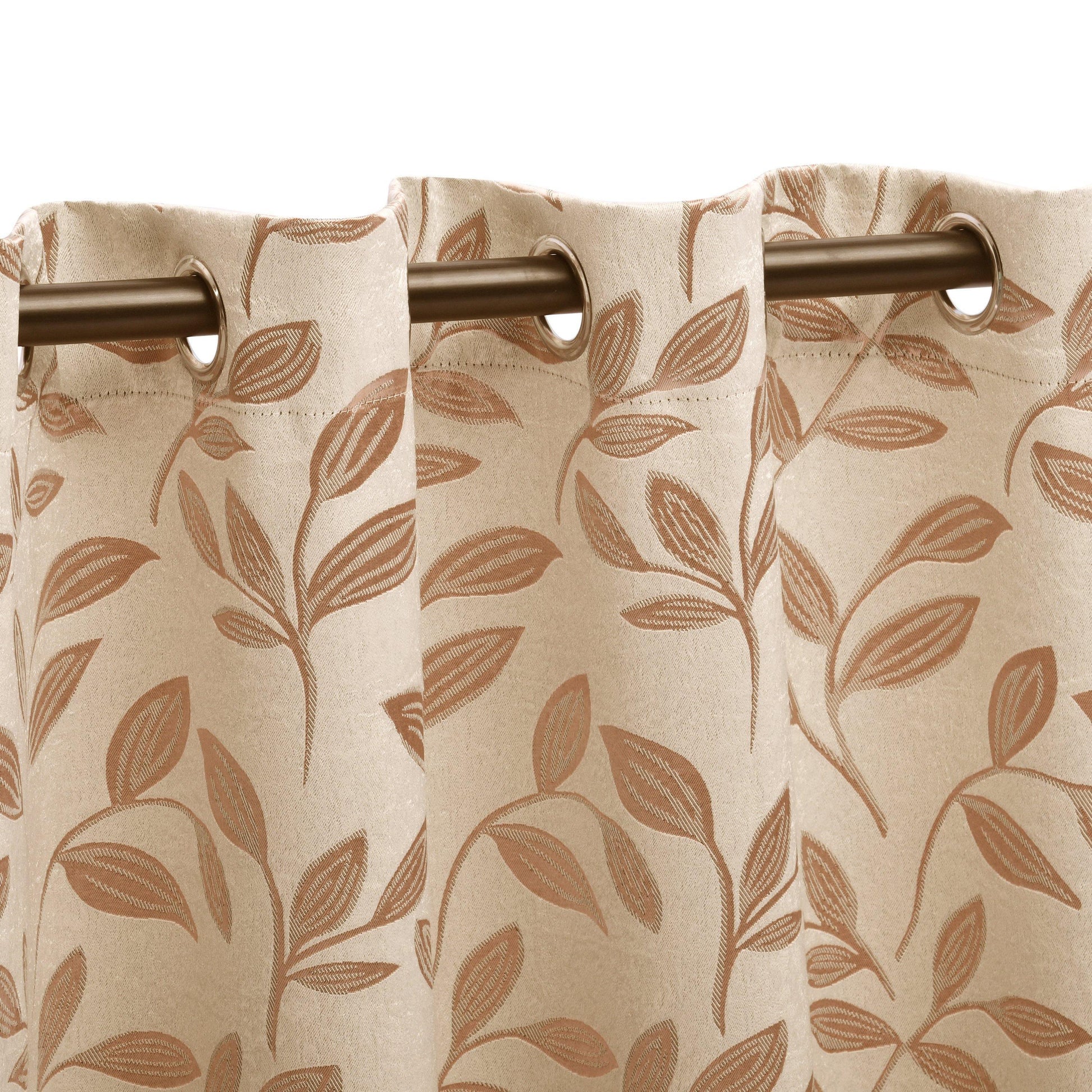 Leaves Jacquard Thermal Insulated Blackout Grommet Panel Curtain Set FredCo