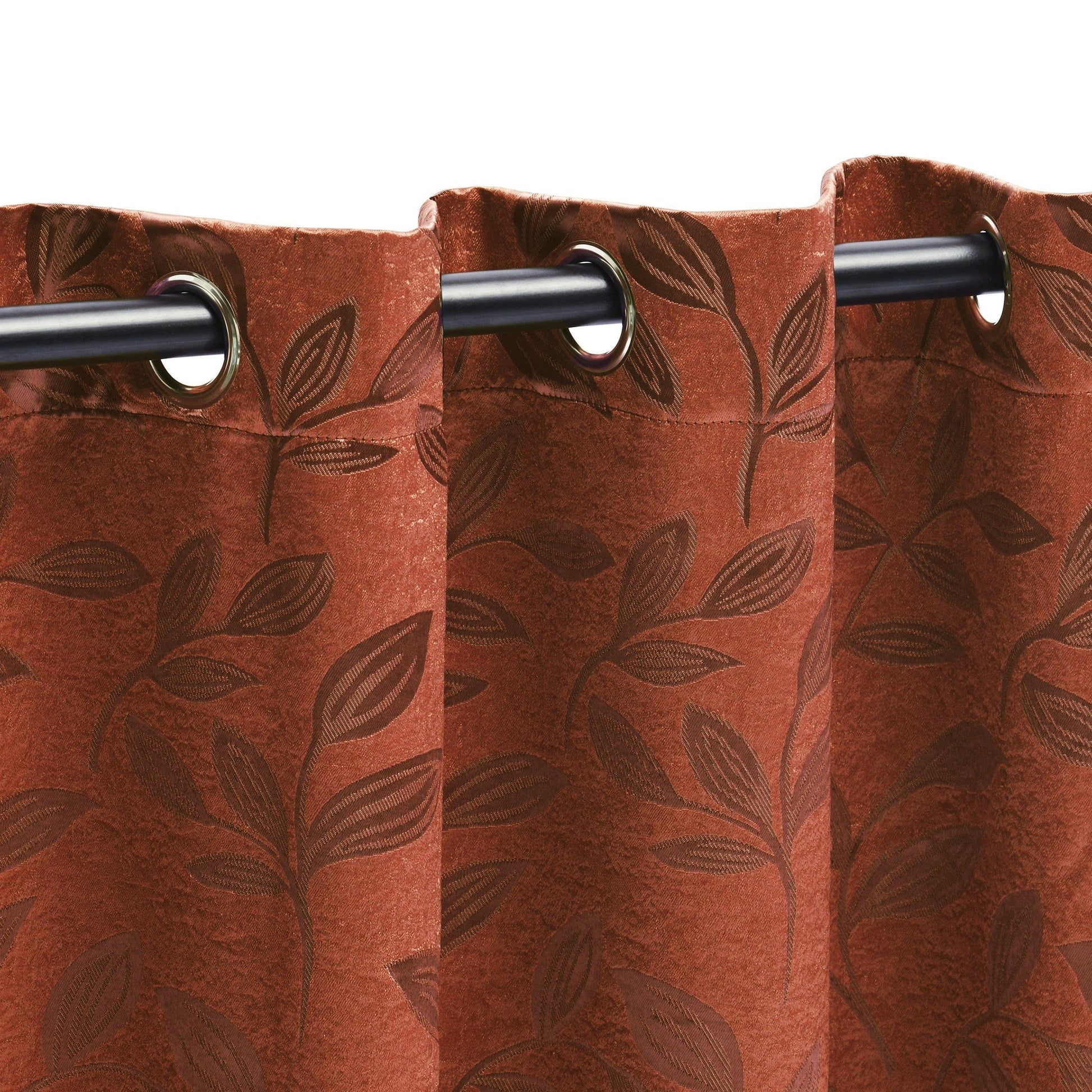 Leaves Jacquard Thermal Insulated Blackout Grommet Panel Curtain Set FredCo