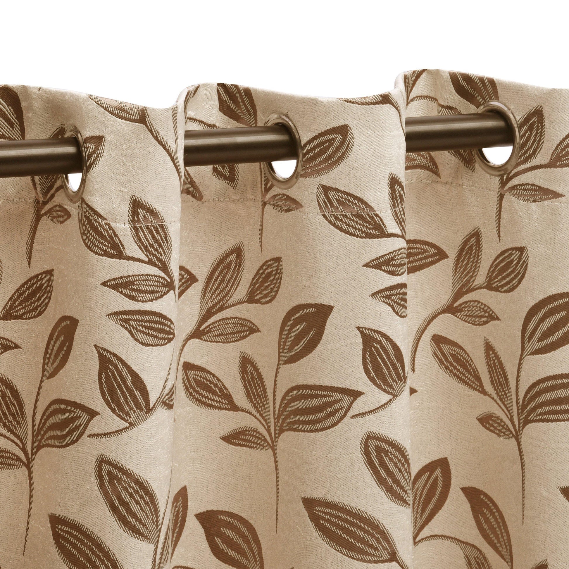 Leaves Jacquard Thermal Insulated Blackout Grommet Panel Curtain Set FredCo