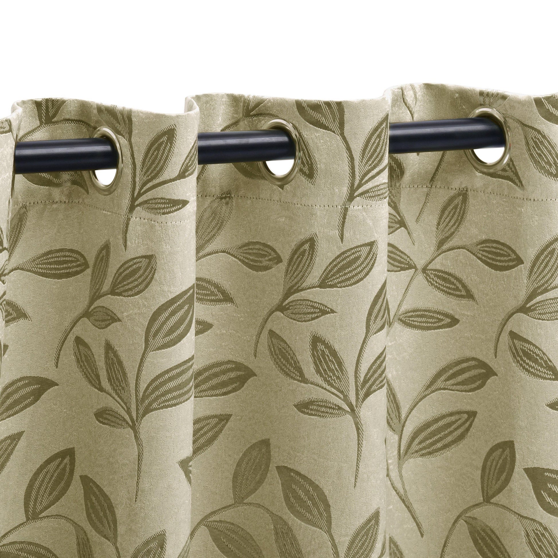 Leaves Jacquard Thermal Insulated Blackout Grommet Panel Curtain Set FredCo