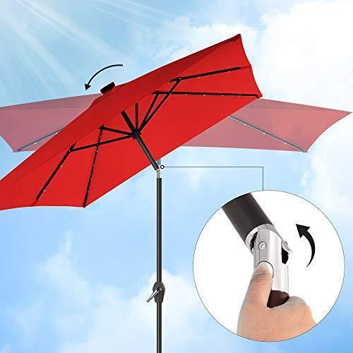 LED Outdoor Umbrella Rectangular Red FredCo