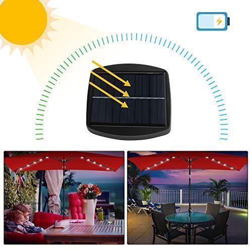 LED Outdoor Umbrella Rectangular Red FredCo