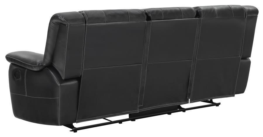 Lee Upholstered Pillow Top Arm Living Room Set Black 601061-S2 Coaster FredCo