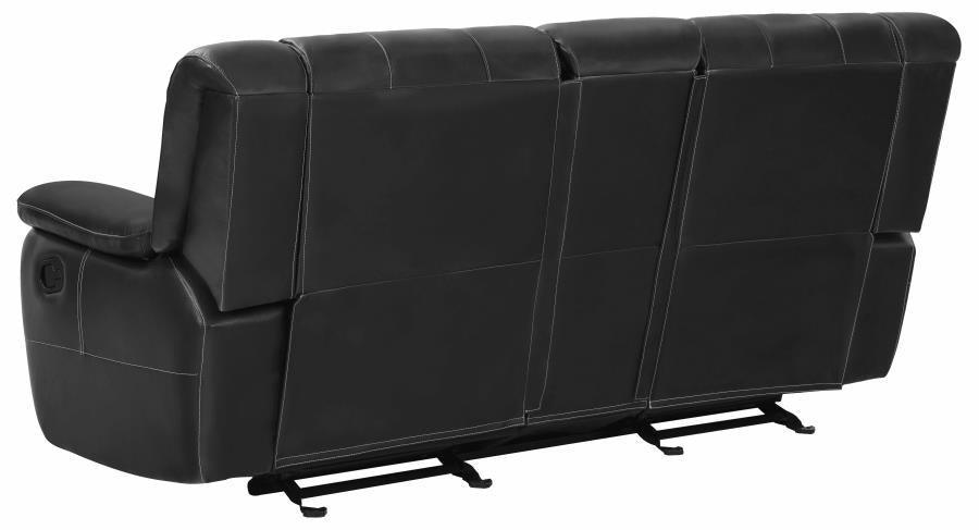 Lee Upholstered Pillow Top Arm Living Room Set Black 601061-S3 Coaster FredCo
