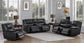 Lee Upholstered Pillow Top Arm Living Room Set Black 601061-S3 Coaster FredCo