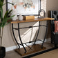 Leigh Vintage Rustic Industrial Distressed Wood and Black Metal Finished Entryway Console Table FredCo