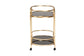 Leighton Contemporary Glam and Luxe Gold Metal and Tempered Glass 2-Tier Wine Cart FredCo