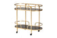 Leighton Contemporary Glam and Luxe Gold Metal and Tempered Glass 2-Tier Wine Cart FredCo