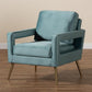 Leland Glam and Luxe Light Blue Velvet Fabric Upholstered and Gold Finished Armchair FredCo
