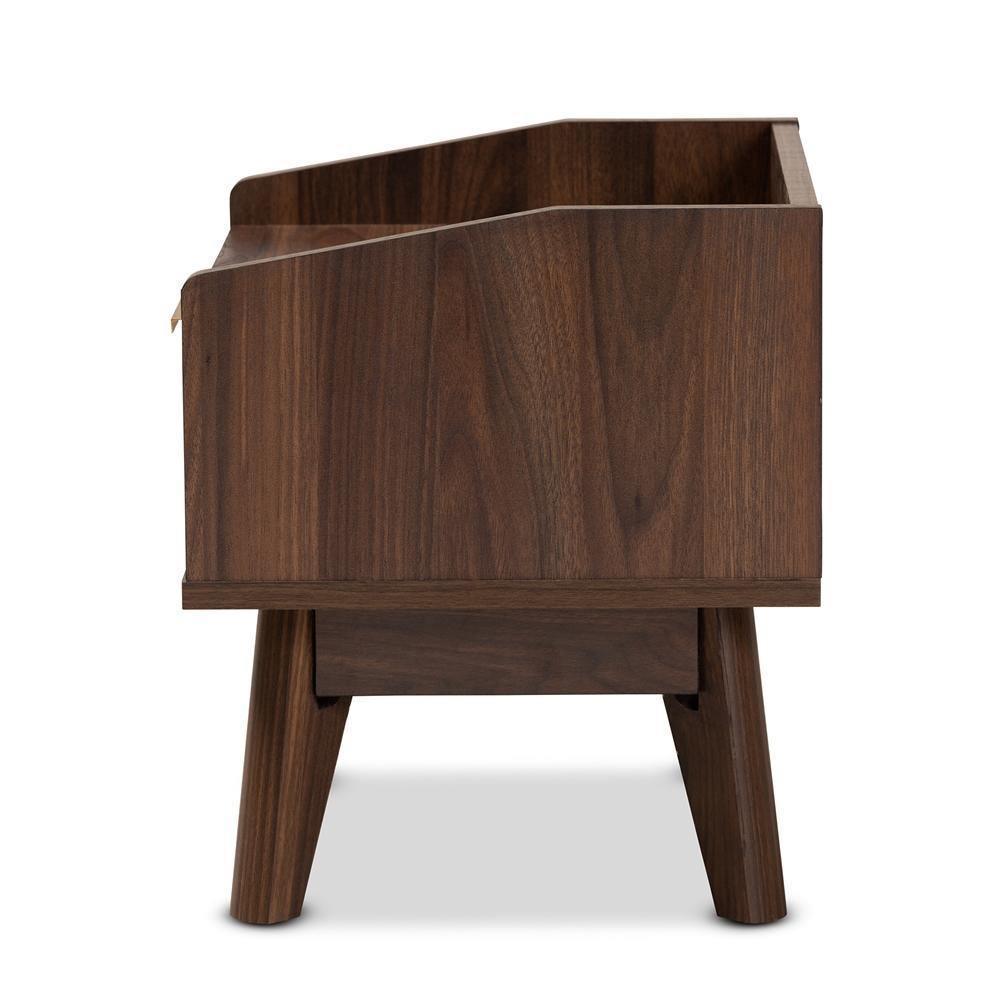 Lena Mid-Century Modern Walnut Brown Finished 1-Drawer Wood Nightstand FredCo