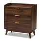 Lena Mid-Century Modern Walnut Brown Finished 3-Drawer Wood Chest FredCo