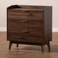 Lena Mid-Century Modern Walnut Brown Finished 3-Drawer Wood Chest FredCo