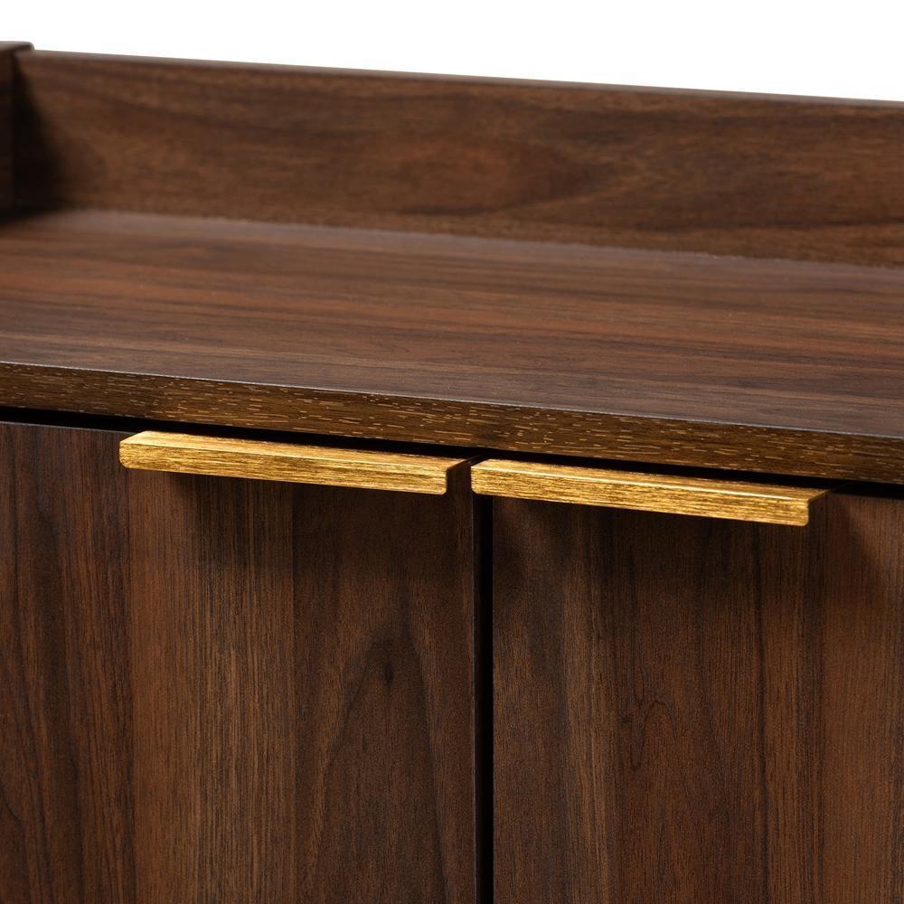 Lena Mid-Century Modern Walnut Brown Finished 5-Shelf Wood Entryway Shoe Cabinet FredCo