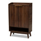 Lena Mid-Century Modern Walnut Brown Finished 5-Shelf Wood Entryway Shoe Cabinet FredCo
