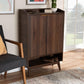 Lena Mid-Century Modern Walnut Brown Finished 5-Shelf Wood Entryway Shoe Cabinet FredCo