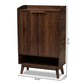 Lena Mid-Century Modern Walnut Brown Finished 5-Shelf Wood Entryway Shoe Cabinet FredCo