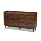 Lena Mid-Century Modern Walnut Brown Finished 6-Drawer Wood Dresser FredCo