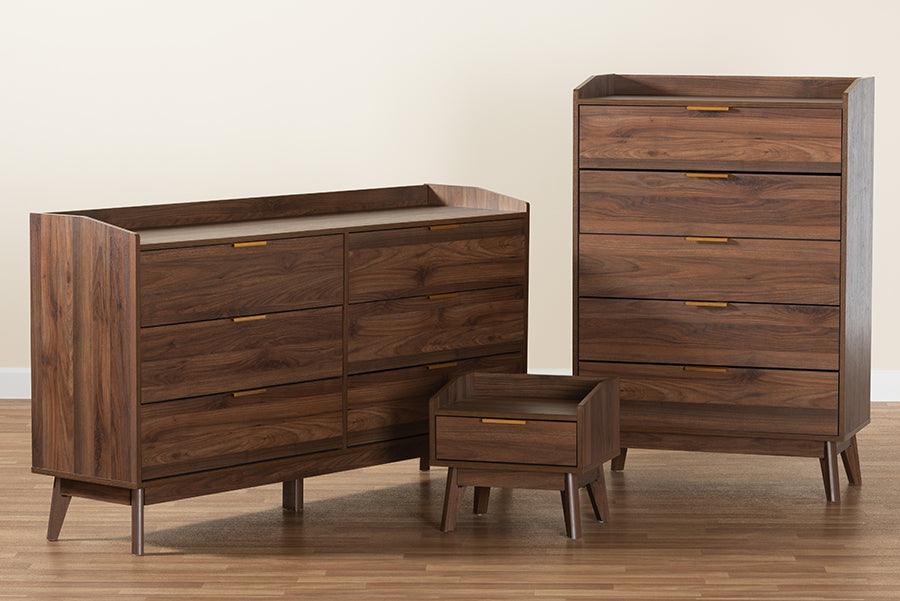 Lena Mid-Century Modern Walnut Brown Finished Wood 3-Piece Storage Set FredCo