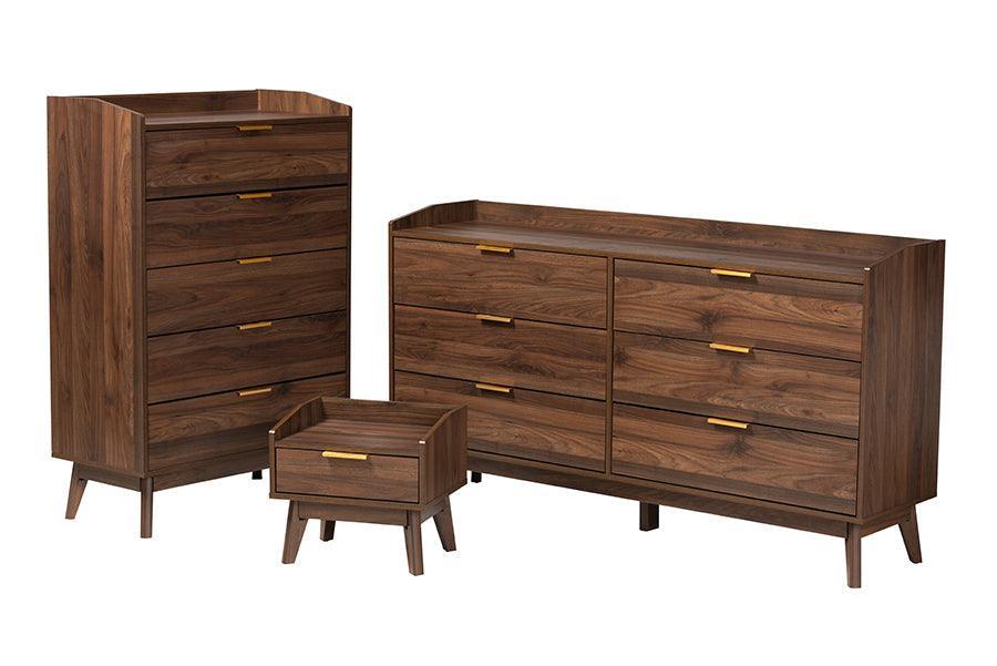 Lena Mid-Century Modern Walnut Brown Finished Wood 3-Piece Storage Set FredCo