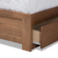 Lene Modern Dark Grey Fabric Upholstered and Ash Walnut Brown Wood King Size 3-Drawer Platform Storage Bed FredCo