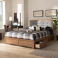 Lene Modern Dark Grey Fabric Upholstered and Ash Walnut Brown Wood King Size 3-Drawer Platform Storage Bed FredCo