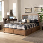 Lene Modern Dark Grey Fabric Upholstered and Ash Walnut Brown Wood King Size 3-Drawer Platform Storage Bed FredCo