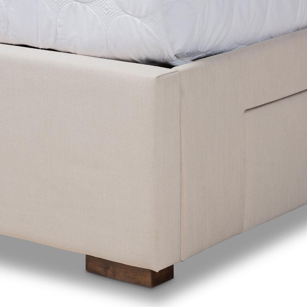 Leni Modern and Contemporary Beige Fabric Upholstered 4-Drawer Queen Size Platform Storage Bed Frame FredCo