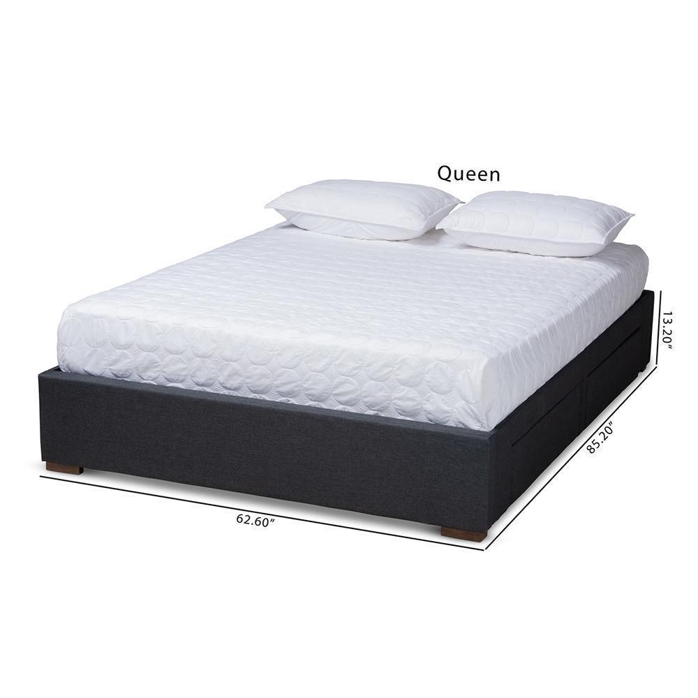 Leni Modern and Contemporary Dark Grey Fabric Upholstered 4-Drawer King Size Platform Storage Bed Frame FredCo