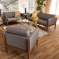 Lenne Mid-Century Modern Grey Fabric Upholstered Walnut Finished 3-Piece Living Room Set FredCo