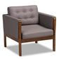 Lenne Mid-Century Modern Grey Fabric Upholstered Walnut Finished 3-Piece Living Room Set FredCo