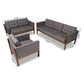 Lenne Mid-Century Modern Grey Fabric Upholstered Walnut Finished 3-Piece Living Room Set FredCo