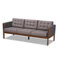 Lenne Mid-Century Modern Grey Fabric Upholstered Walnut Finished 3-Piece Living Room Set FredCo